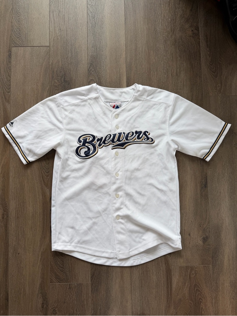 Brewers “BRAUN” Mens Small White Button-Up Baseball Jersey BRAND NEW condition